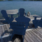 blue adirondack chairs and coffee table