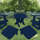 Patriot Blue Poly-Luxe 100% Recycled Plastic Royal Complete Patio Set 2 Adirondack Royal Chairs, 2 Royal Adirondack Footstools Ottomans and 1 Adirondack Round Table