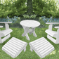 White Poly-Luxe 100% Recycled Plastic Royal Complete Patio Set 2 Adirondack Royal Chairs, 2 Royal Adirondack Footstools Ottomans and 1 Adirondack Round Table