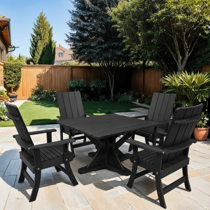 Poly-Luxe Modern Dining Set for 4 with Pedestal Table