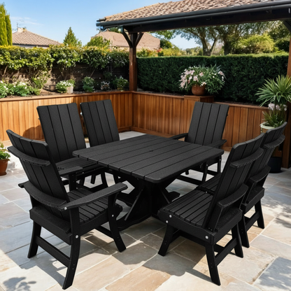 Poly-Luxe Modern Dining Set for 6 with Pedestal Table
