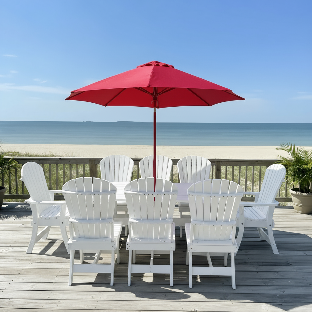 Poly-Luxe Dining Set for 8 with 6' Trestle Table